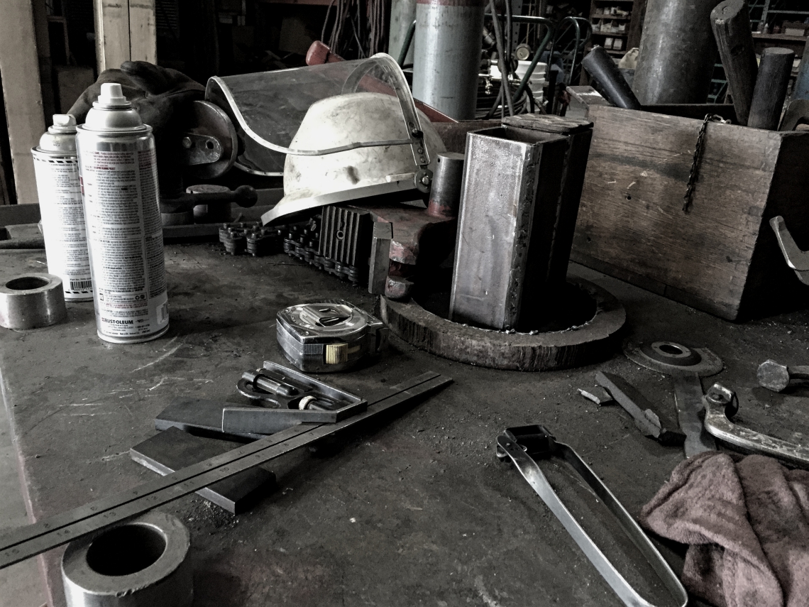 Workbench with welding equipment